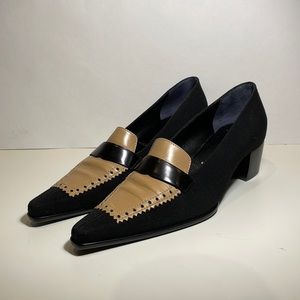 Escada Tan and Black Heels